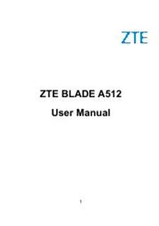 ZTE Blade A512 manual. Smartphone Instructions.